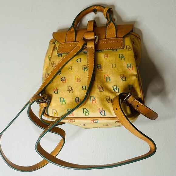 Vintage DOONEY & BOURKE DB Logo Rainbow Colored Tan Leather Mini Backpack Bag - Picture 8 of 14